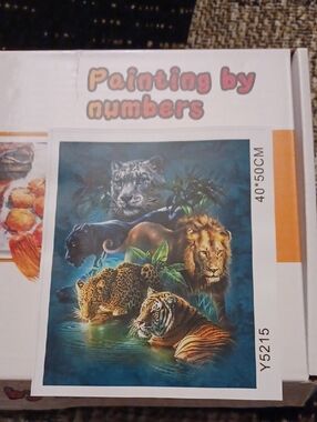 4/$60 New Painting By Numbers Set - Jungle Cats (40 X 50 cm)